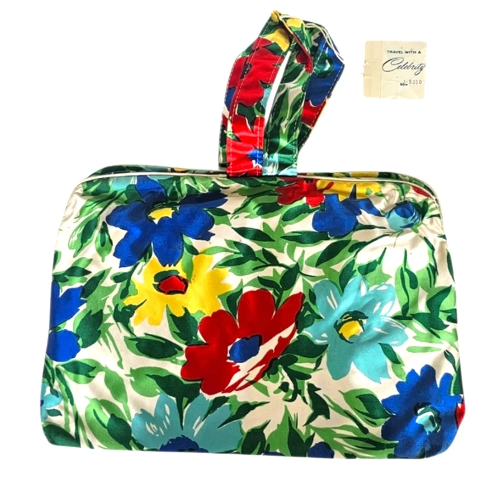 Vintage 60s Mini Travel Case Kit NWT Floral Cottagecore Boho Vacation Resort
